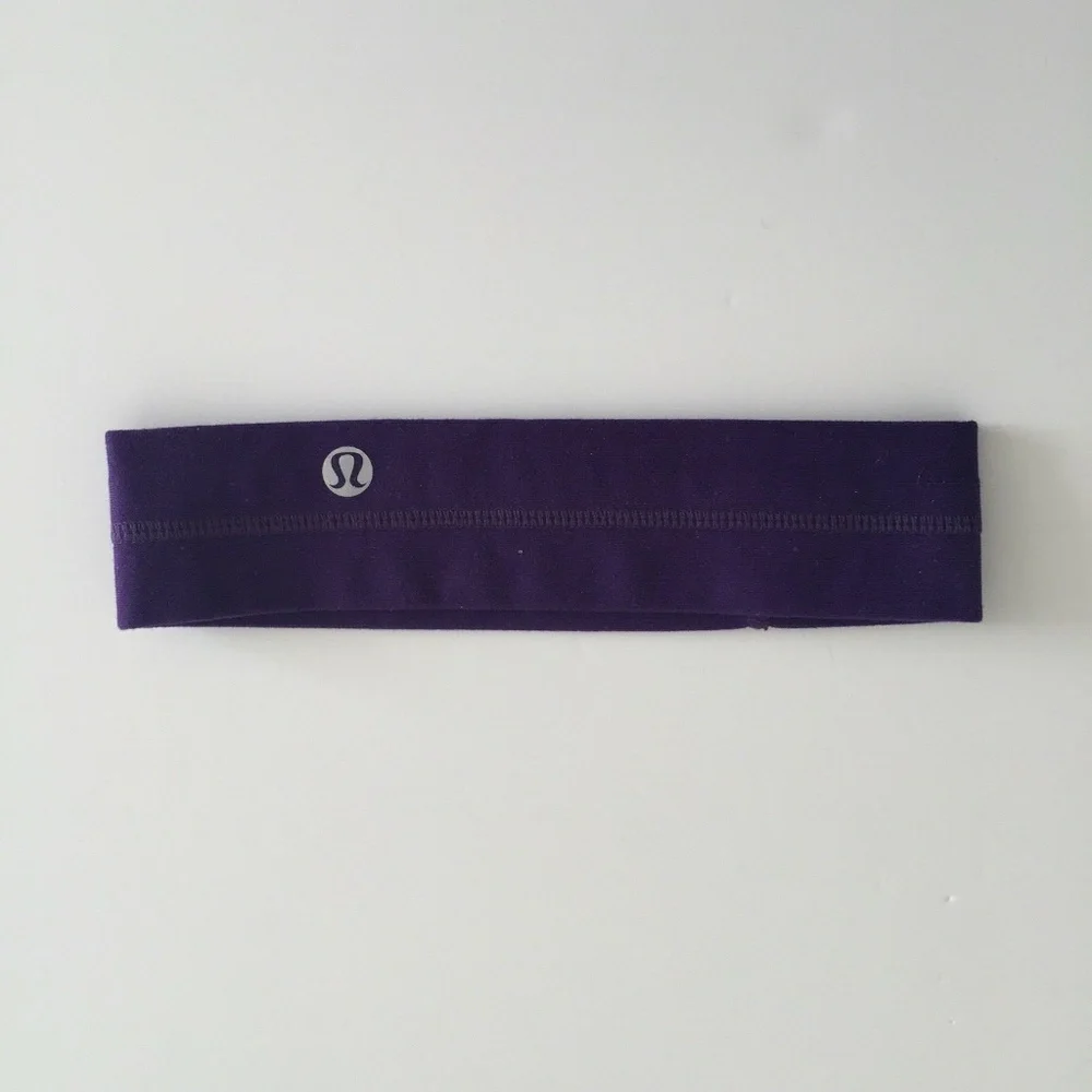 Lululemon Purple Stretch Headband Logo Nylon Lycra Yoga Running One Size
